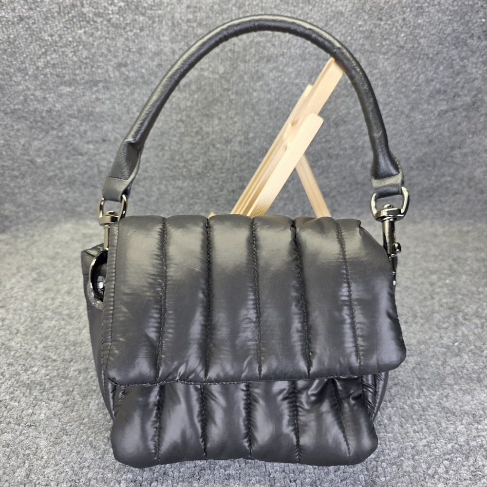 Think Royln Women's Black Purse Puffer Bag Style Top Handle W/Crossbody Strap